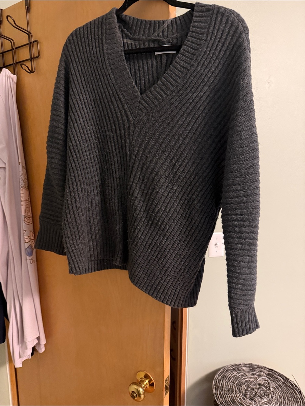 Sonoma Charcoal Ribbed V-Neck Sweater